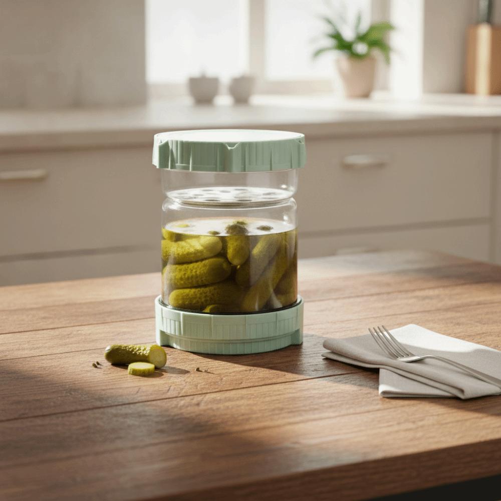 Strainer Mesh Hourglass Shape Pickle Jar with Fork Kimchi Making Jar Kitchen