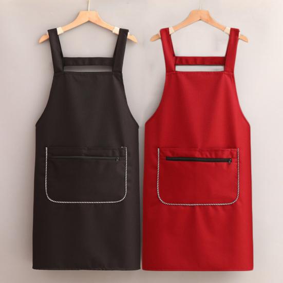 Kitchen Apron with Dual Pocket Solid Color Water-Resistant Oil-proof Adjustable Men Women