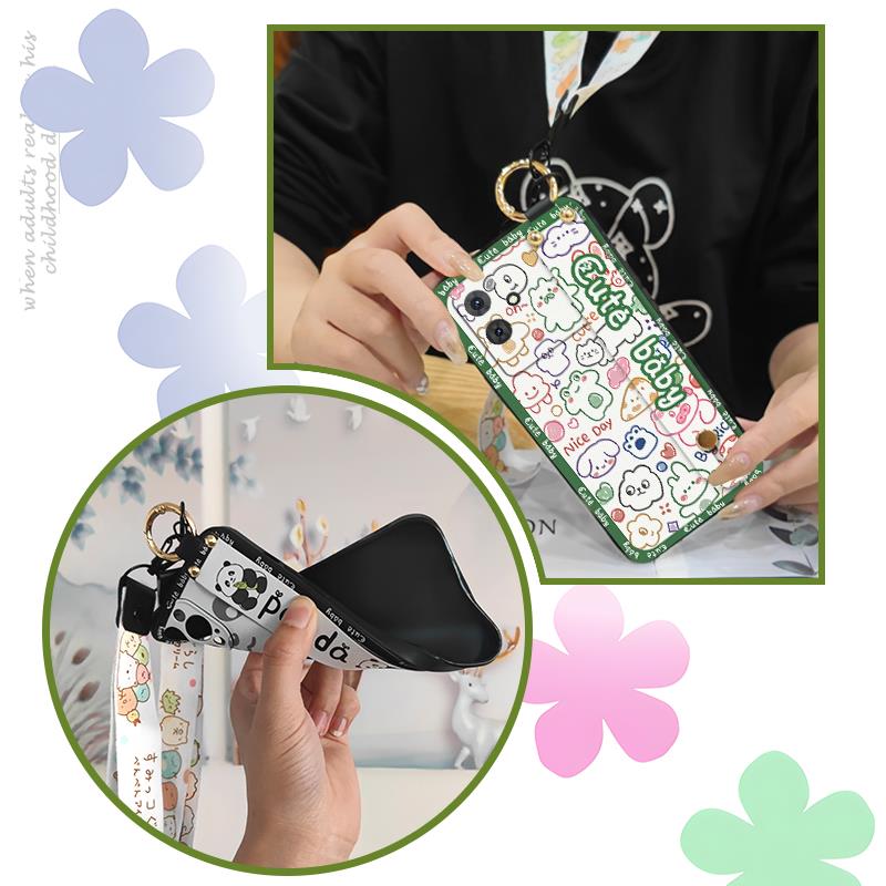 Back Cover Protective Phone Case For Cubot Note21 Cartoon Dirt-resistant Lanyard Anti-knock Wristband Ring Kickstand
