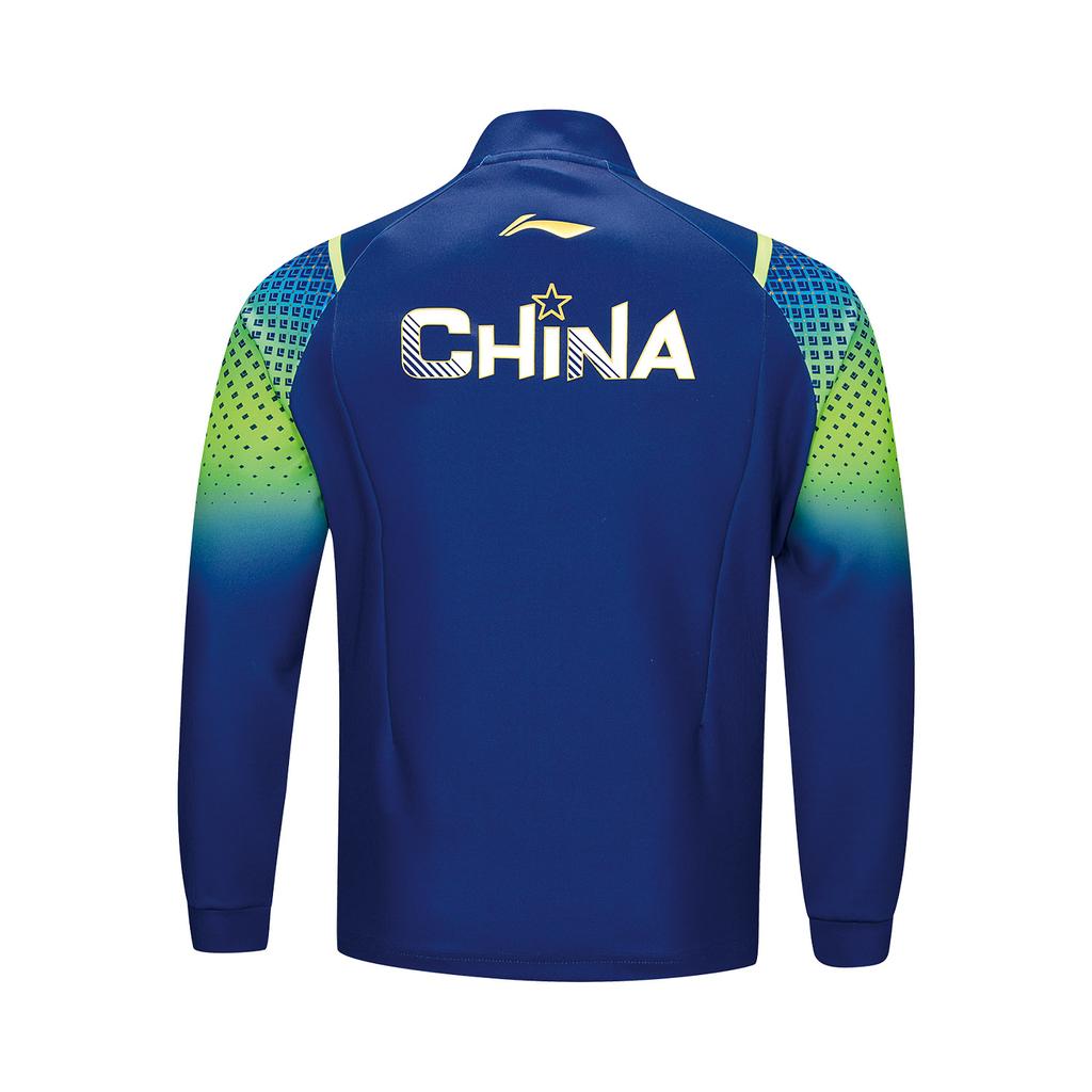 Li Ning Table Tennis Series Gradient Print Stand Collar Cardigan Sweatshirt Men sweatshirt Light-Blue AWDU377-2