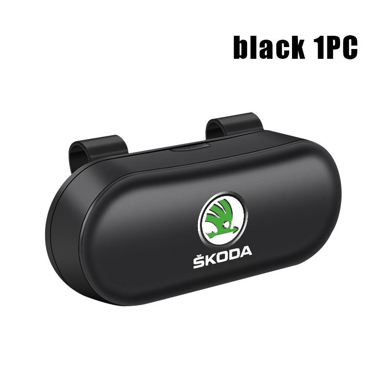 ZKUS4 Car Sun Visor Sunglasses Glasses Case Eyeglasses Holder Clip Box For Skoda Kamiq MK3 Roomster Rapid Kodiaq Karoq Fabia Enyaq