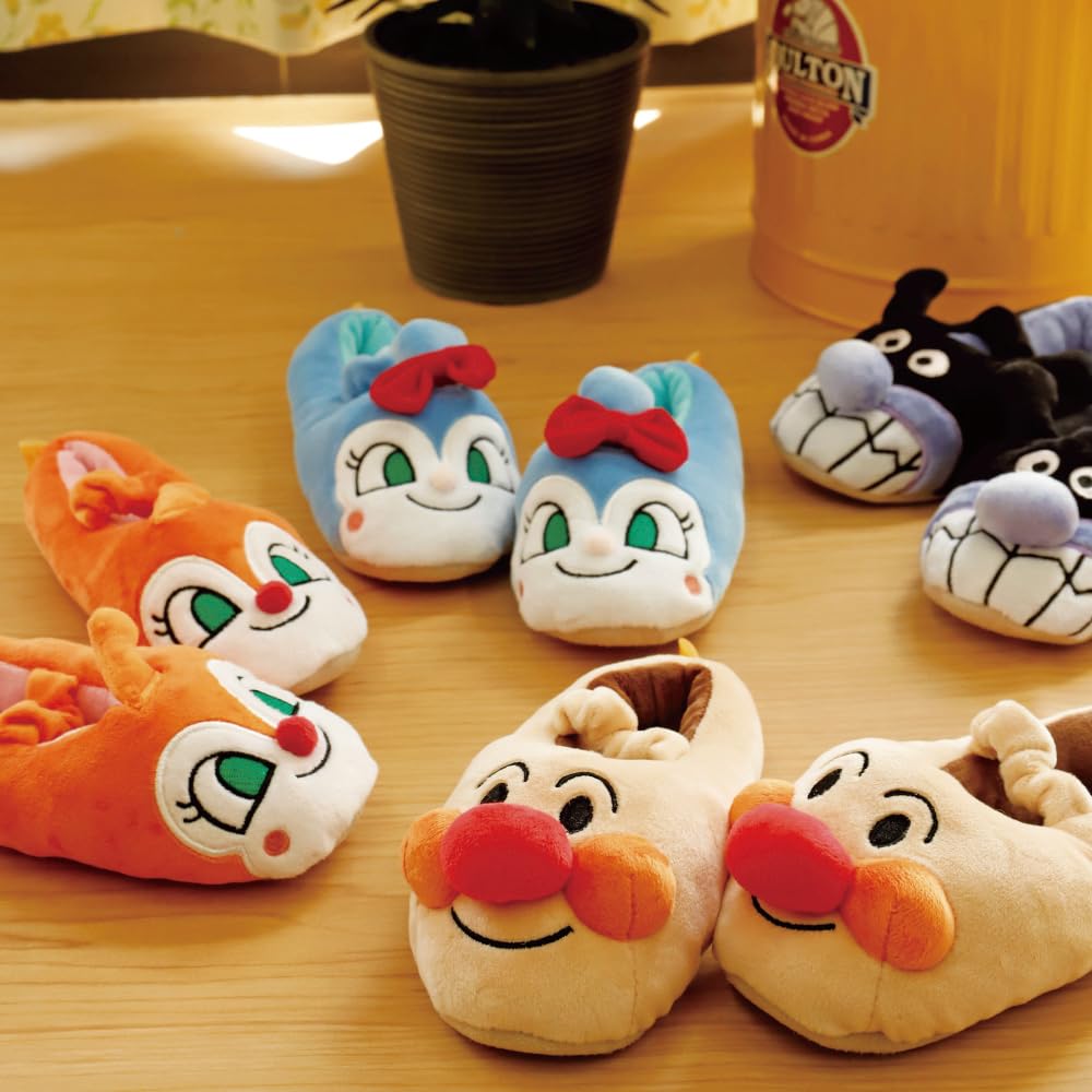 Baikinman Mochimochi Room Shoes Black 240237 Room Shoes Slippers Indoor Use Gift [Slippers] [Nippon 14cm-16cm