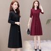Women's Plus Size Long-Sleeve Fake Two-Piece Dress for Spring and Autumn