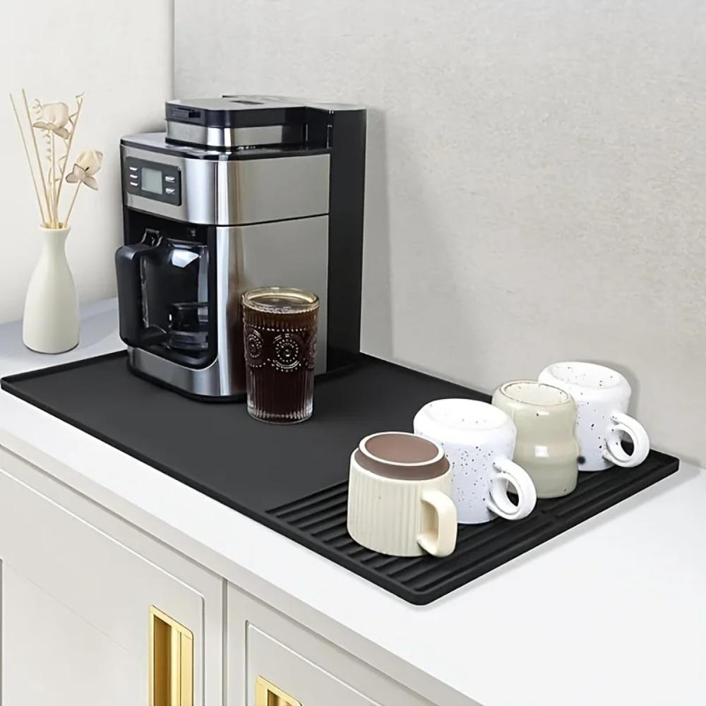 2 in 1 Silicone Coffee Machine Mat Non-Slip Countertop Protector Mat for Water Cup Mug