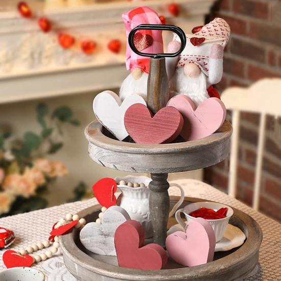 6 шт./компл. День святого Валентина Знак любви Сердце фермерский деревенский в форме сердца деревянный блок многоярусный поднос стол центральный элемент украшение рабочего стола