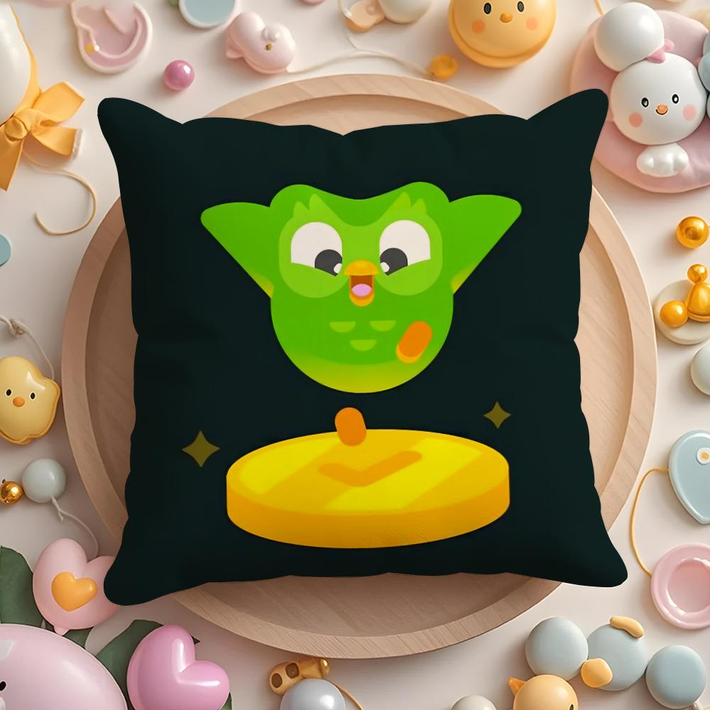 Cute D-Duolingos Pillow Case Short Plush Double-Sided Printing Home Machine Washable In Warm Winter Cushion Cover