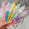 1 шт. Флокированный Лабубу Каваии Ручки на бусинной нити Милая мультяшная шариковая ручка Студенческие канцелярские товары Офисные принадлежности Подарки