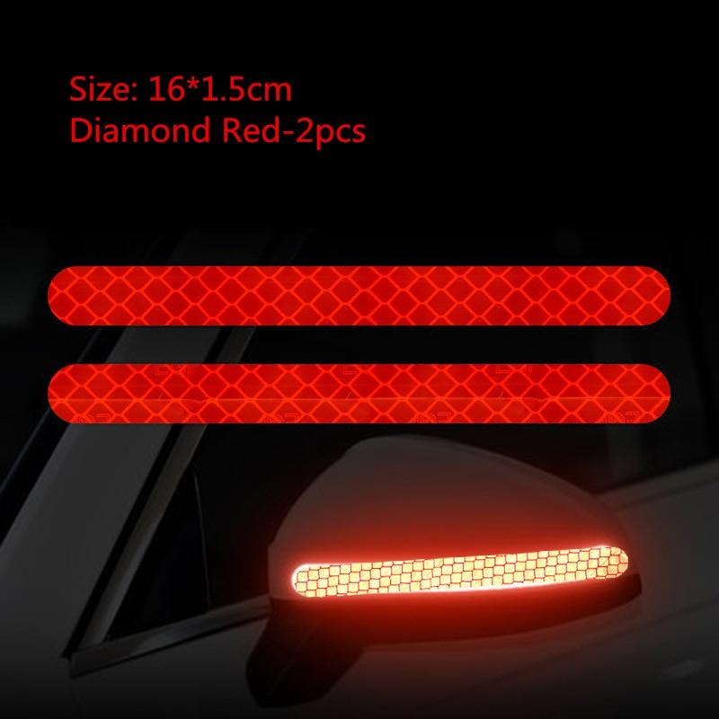 2PCS Car Stickers Mirror Reflective Strip Anti-collision Warning Stickers Exterior Reflex Tape Reflective Strip KTY