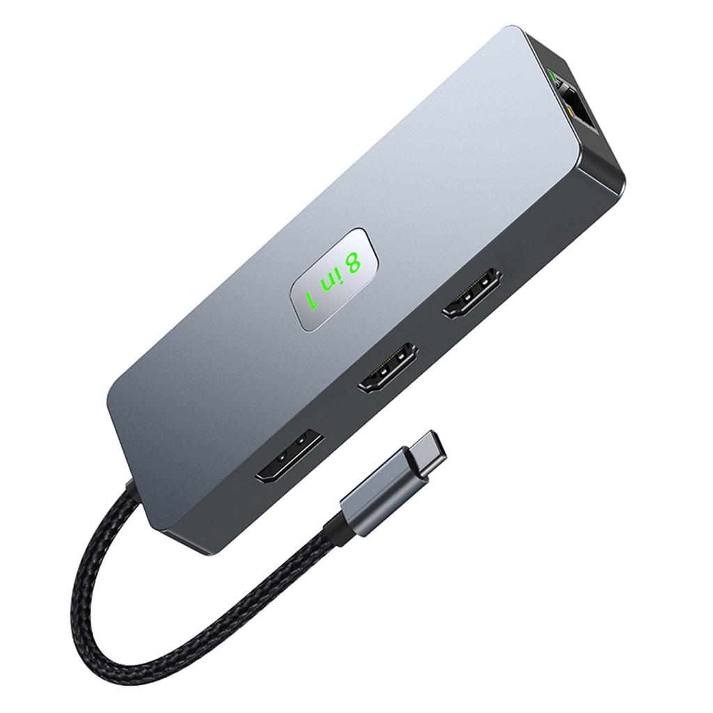 8 In 1 TYPE-C To RJ45 Gigabit USB 3.0 HDMI DP PD100W Interface Hub Adapter Dock