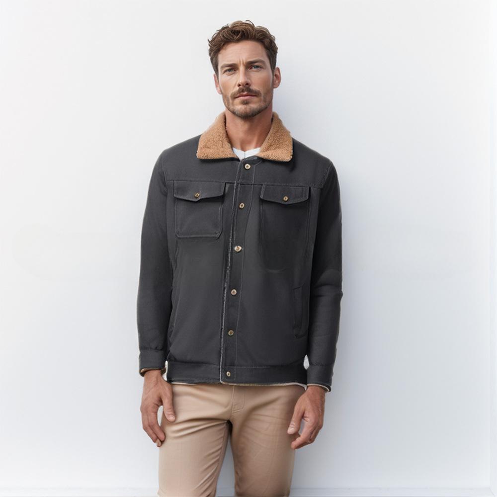 Мужская осенне-зимняя куртка с плюшевой подкладкой, хлопковая рабочая одежда, повседневное мужское пальто