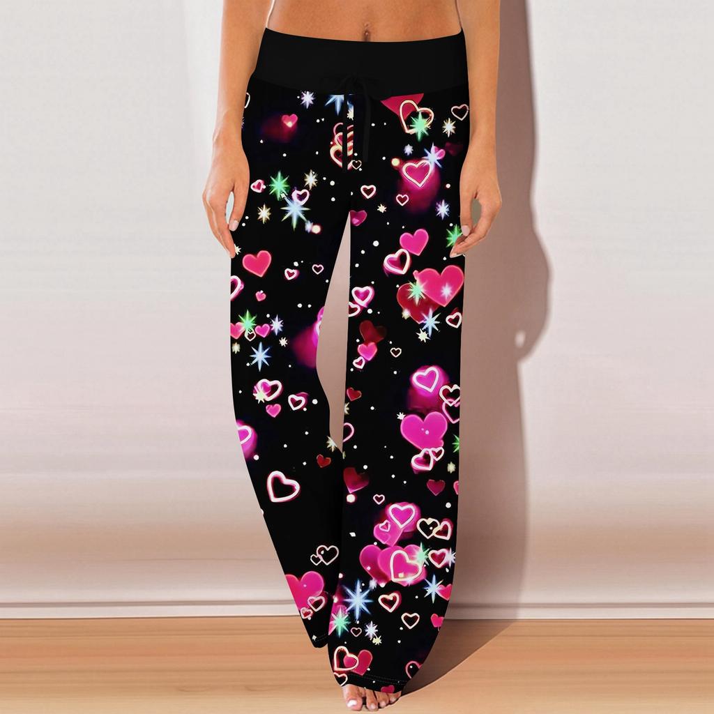 Женские пижамные штаны, одежда для сна, повседневные брюки с эластичной резинкой на талии, удобные прямые свободные брюки для йоги