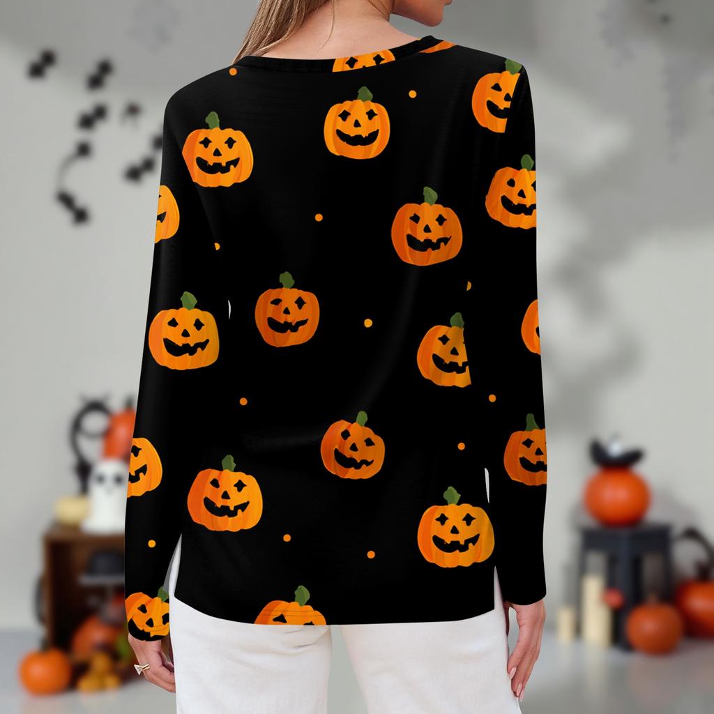 Women's Daily Casual Long-sleeved Printed O-neck Top