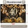 2D Black Gold 40th Birthday Backdrop Happy 40th Birthday Party Decoration Banner