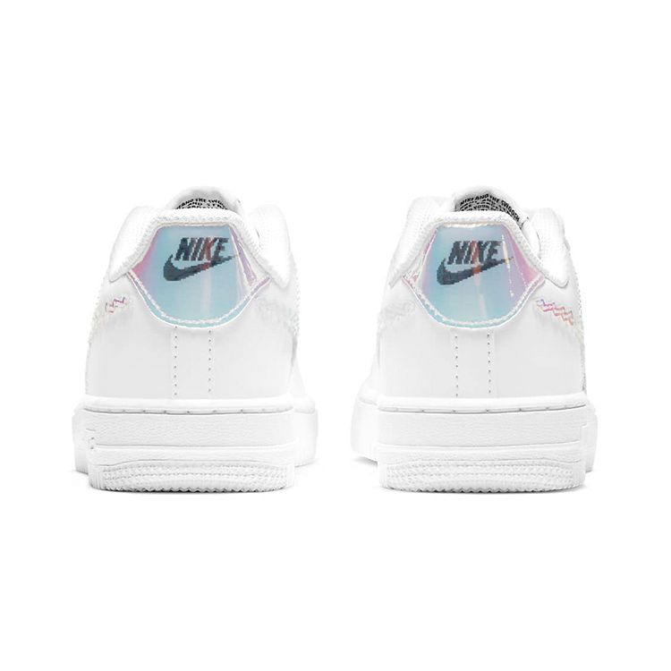 Nike Air Force 1 LV8 PS Digital Swoosh - White Kids Sneakers Black Multi-Color CW1584-100