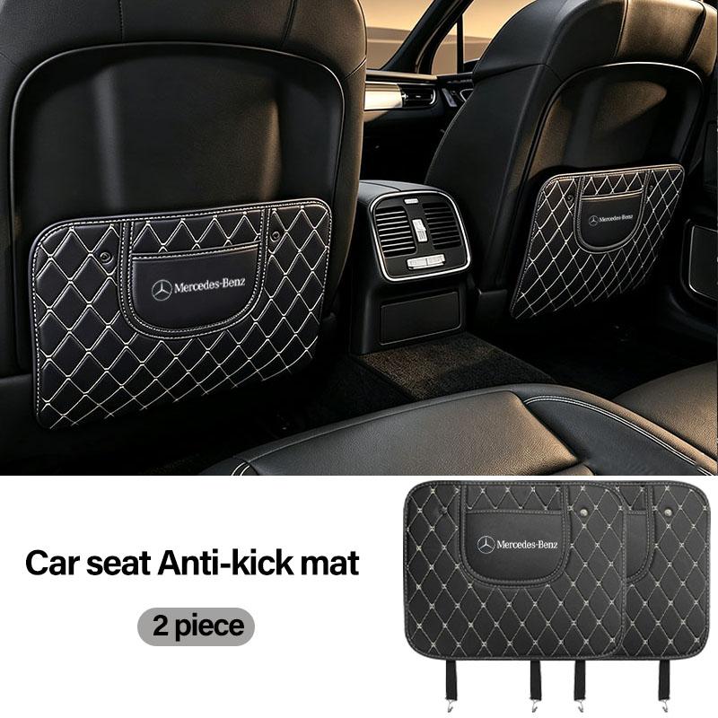 VFO1 Car Seat Back Anti Kick Mats Seatback Pad Protectors Cover Leather Interior For Mercedes Benz AMG A/B/C/E/S Class W203 W211 W212