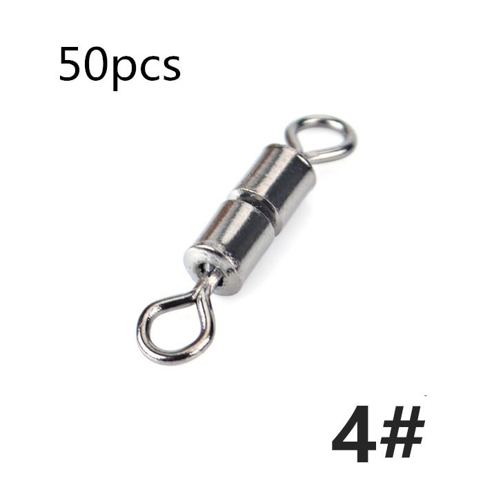 FTK 50pcs/lot Swivel Ball Bearing Fishing Swivel with Solid Swivel Safety Snap Ring Swivel Carp Fishing Accessories