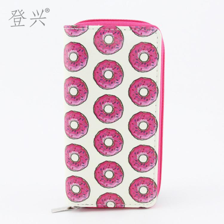 New Donut Cookie Combination PU Wallet Clutch Bag, Cartoon Wallet
