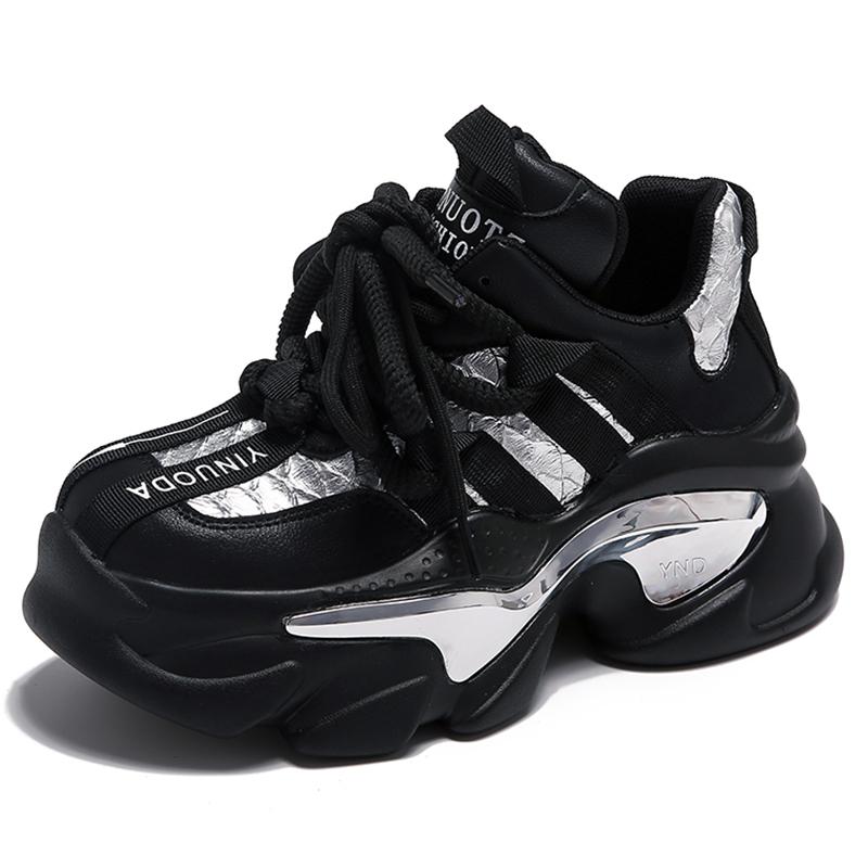 Fashion Mix Color Chunky Platform Sneakers Women Fashion Lace Up Thick Bottom Dad Shoes Woman 2024 Autumn Non-Slip Vulcanize Shoes Mujer