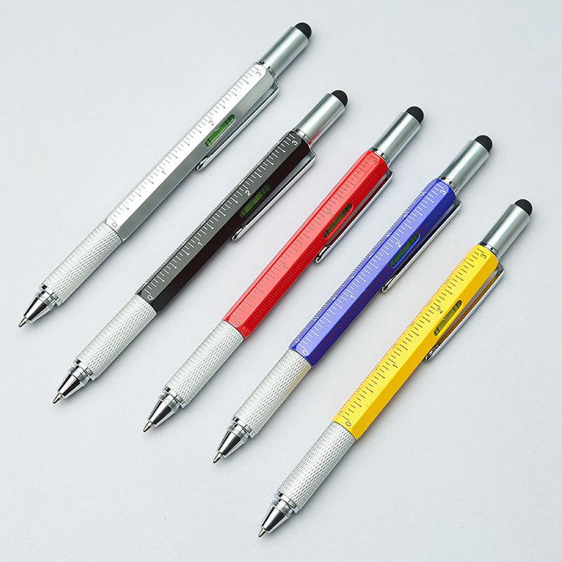 Six-in-One Multifunctional Touch Screen Pen with Capacitive Tip, Metal Ballpoint, Screwdriver, and Scale