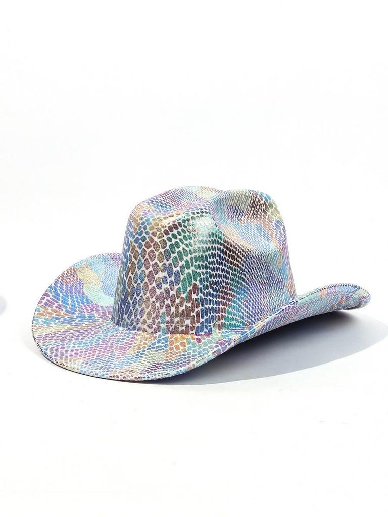 Яркая ковбойская шляпа для вечеринки, флуоресцентная шляпа рыцаря с большими полями, цилиндр в стиле вестерн