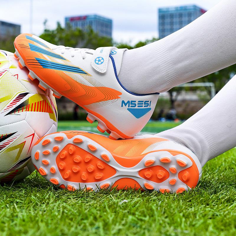 Детские футбольные бутсы Четыре сезона Кожа Липучка Износостойкие Ударопрочные Длинные шипы Кроссовки для бега