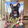 French Bulldog in City Theme blanket Lightweight Warm Flannel Blanket Decorative Throw Blanket for Home Decoration