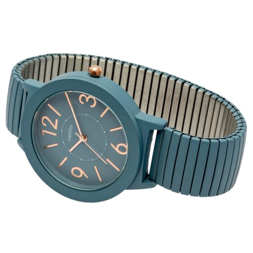 Fieldwork Women's Analog Watch with Metal Band and Bellows, Stainless Steel, Single Color, Soft Blue, JN040-3
