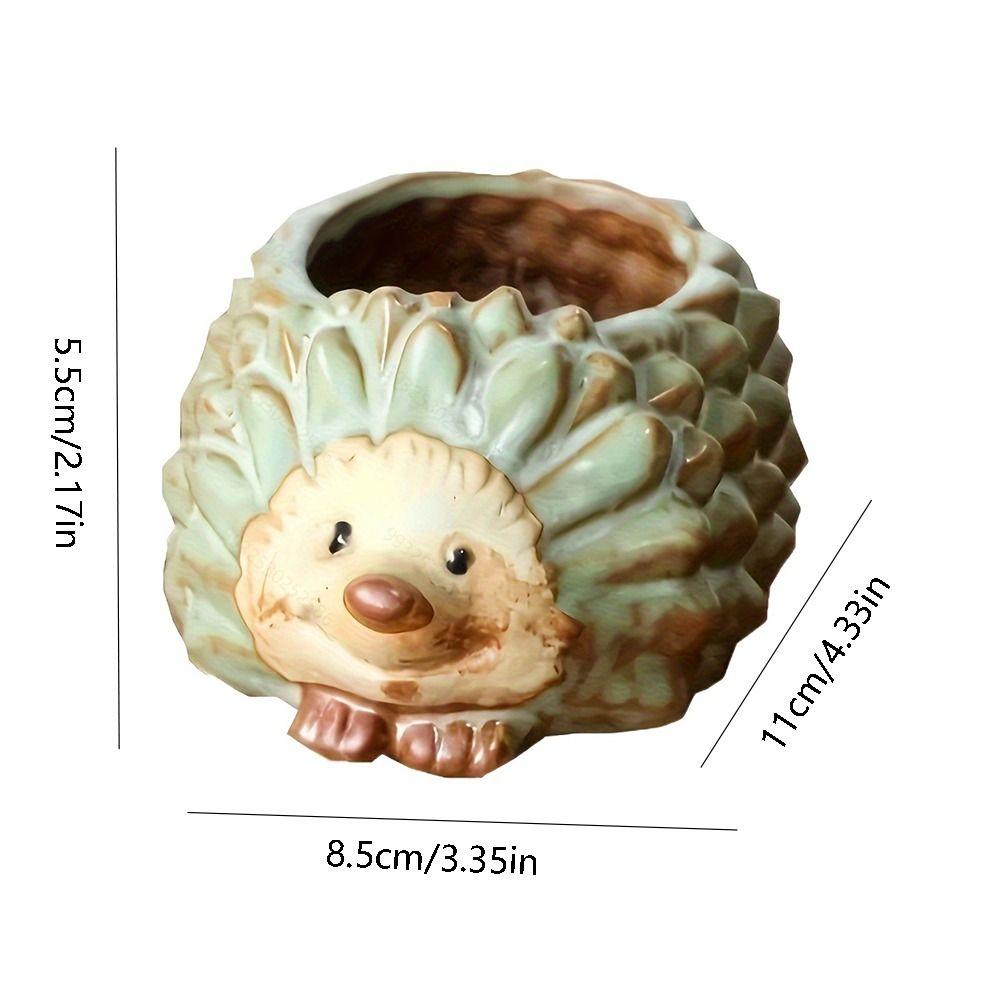 Ceramic Cartoon Animal Planter Small Succulent Plant Pot Ornament Hedgehog Flowerpot Home