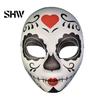 Breathable Cosplay Headwear Day of The Dead Skull Masque, Halloween Sugar Full Face Horror Theme Party Masque Masquerade Accessory for Cosplay,