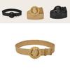 Simple Solid Color Bead Ring Buckle Decoration Women Woven Belt For Casual Ethnic Wear