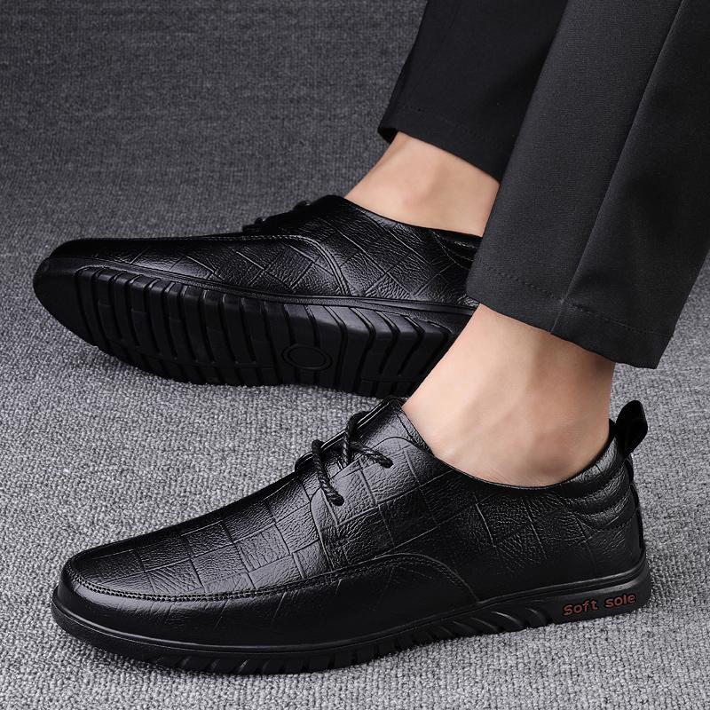 Fashion Men Casual Summer Oxfords Shoes 2024 Classic Male Casual Shoes Men Genuine Leather Fashion Business Shoes Lace-Up for Men Shoes
