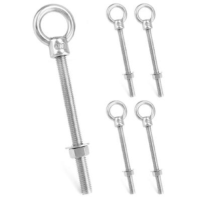 QWORK Машиностроительный рым-болт с плечом, 5 шт., 1/2"x6" Длина, Нержавеющая сталь 316, Морского класса, Резьба, Машиностроительное плечо, Подъемное кольцо, Рым-болты