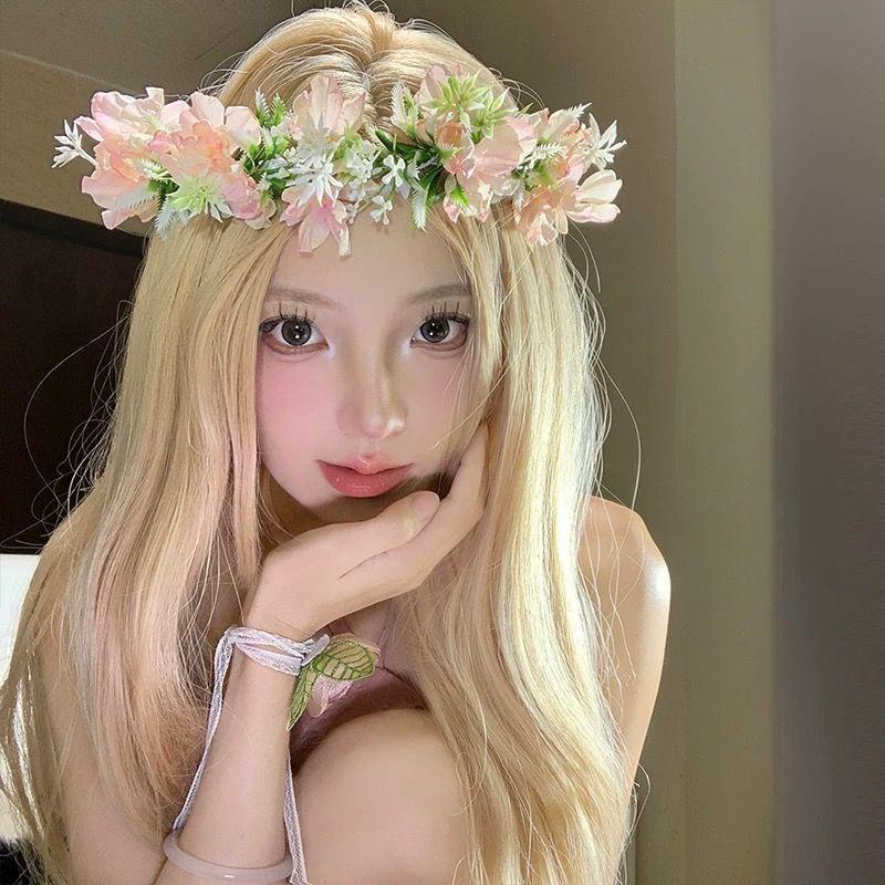 Flower Garland Headdress, Princess Forest Hair Headband, Flower Girl Dress, Wedding Headdress, High Beauty Headband, Hair Accessory