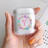 Fashion Floral 26 Letters Alphabet Soft Protector Cover Transparent Box for Apple Airpods 1 2 3 Pro Women Girl AirPods Case