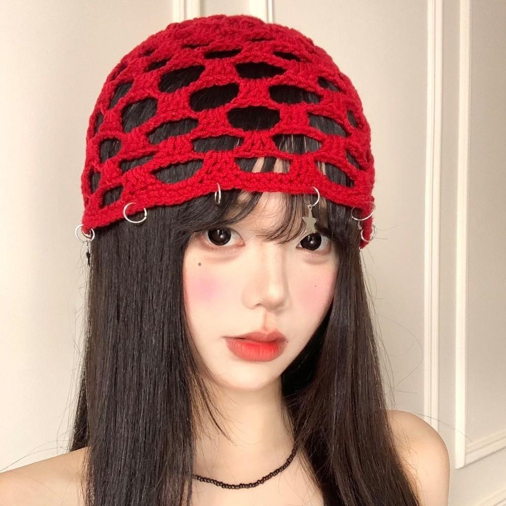 Hollow Out Crochet Hollow Knitted Hat Star Tassels Weave Cap Fashion Knit Beanies Outdoor