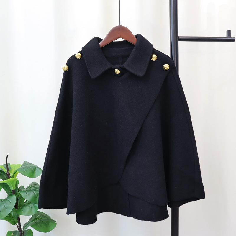 Осень и зима новый свободный темпераментный дизайн вязаное двустороннее нейлоновое пальто-накидка продвинутый смысл тонкая шаль женская