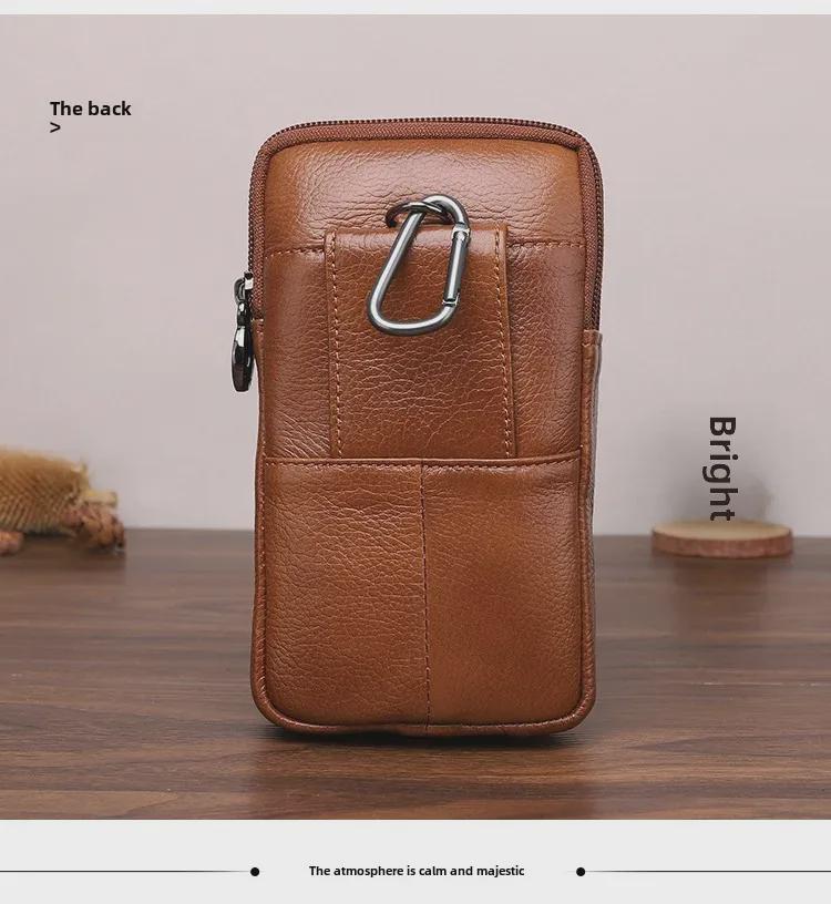 Мужская кожаная поясная сумка Xiaoduoli для мобильных телефонов 5,5"/6,5" с ремнем, держателем удостоверения личности из коровьей кожи 