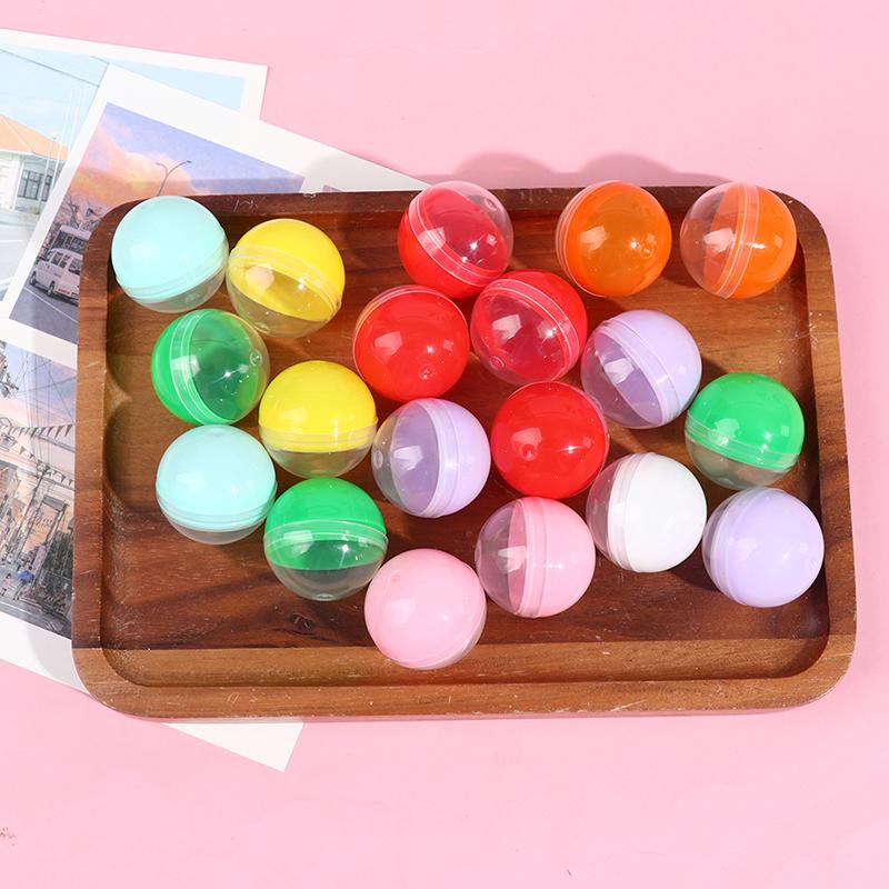 100Pcs Plastic Empty Toy Vending Capsules Half Clear Half Color Round Ball