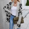 Winter Women's Casual Plus Size Cardigan Coat Fashion Leopard Print Knit Sweater