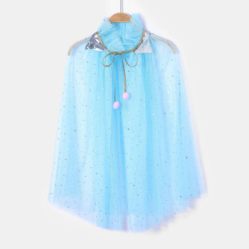 Elsa Frozen Princess Snowflake Cape for Kids - Birthday & Stage Performance Veil