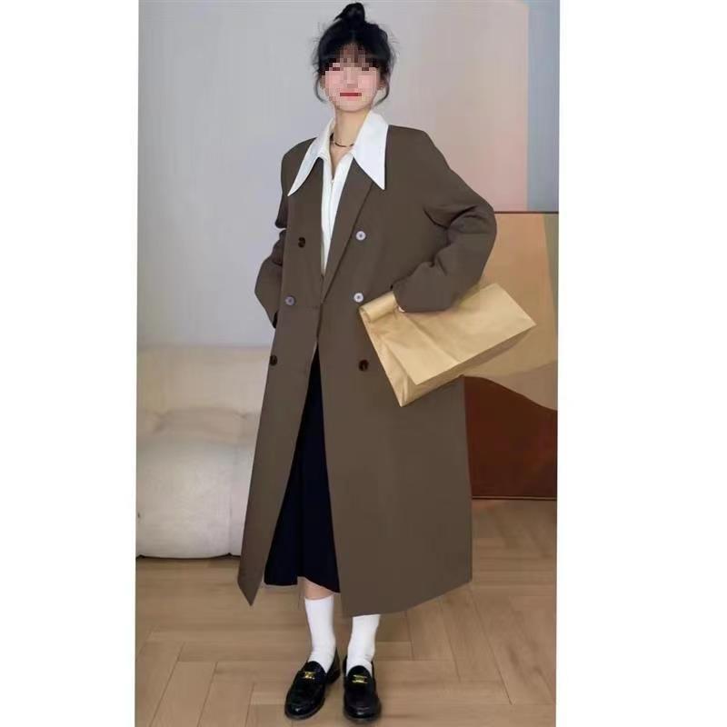 Early Autumn Long Grey Women's Trench Coat - Korean College Style
