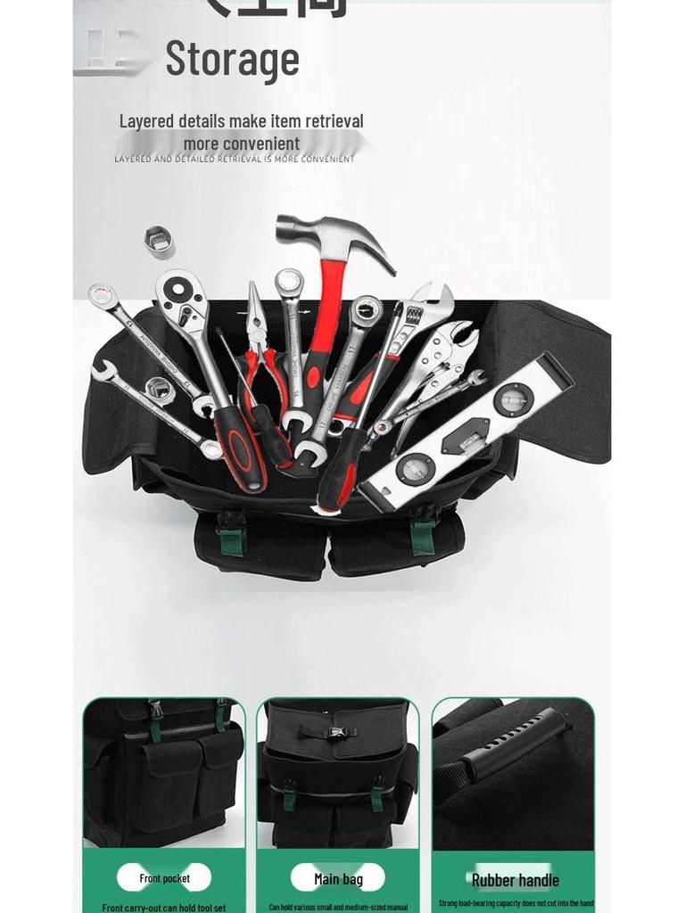 Electrician's Multifunctional Durable Canvas Tool Backpack