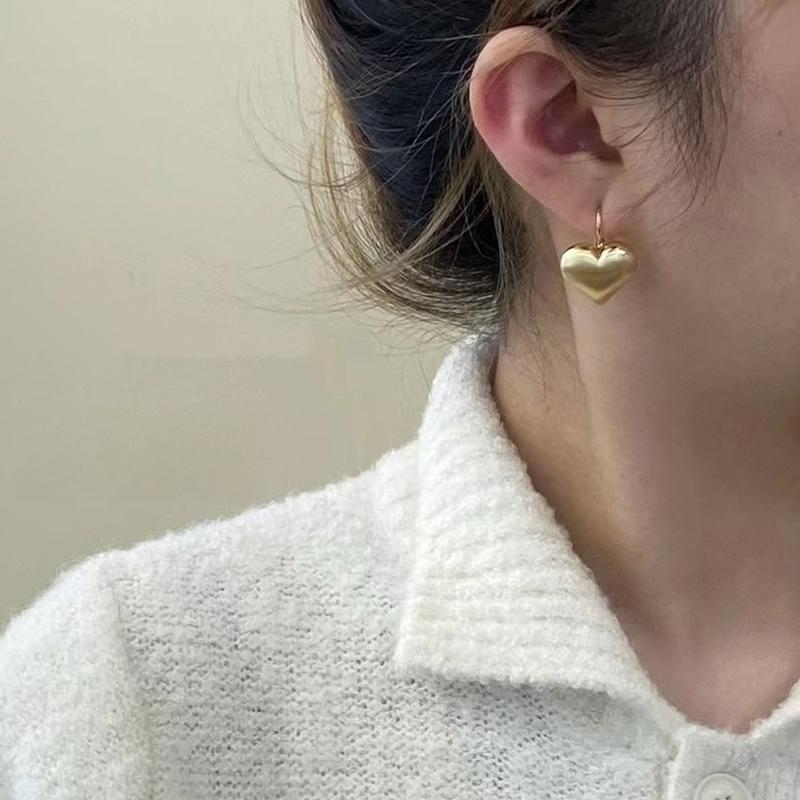 ANENJERY Серьги-кольца в форме сердца из матового стекла для женщин, нишевый дизайн, сладкий темперамент, украшения для вечеринок, подарки, свадьба