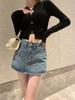Vintage Style Cotton A Line Mini Skirt With Pockets For Summer Casual Wear