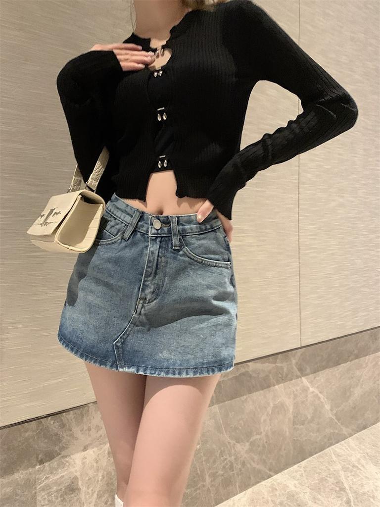 Vintage Style Cotton A Line Mini Skirt With Pockets For Summer Casual Wear