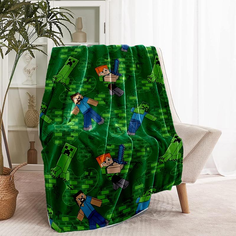 Minecraft Print Blanket - Soft & Comfortable, for Bedroom, Travel, Sofa, Home Decoration - Birthday Christmas Gift for Friend