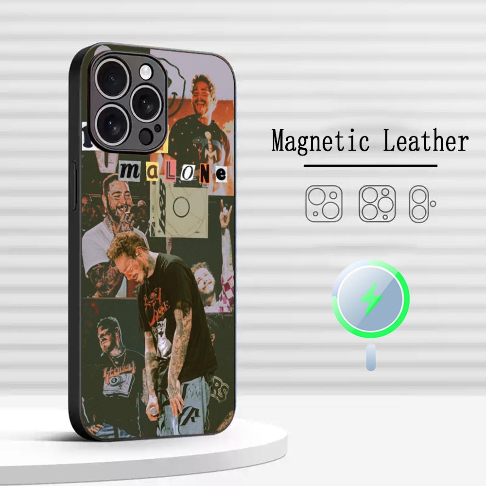 Hip Hop Rapper Post Ma-olne Phone Case For iPhone 17 16 15 14 13 12 Plus Pro Max High-end Luxury Magsafe Sheepskin