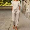 Women's Blouse and Trousers, Summer Cotton Linen Jacket and Trousers