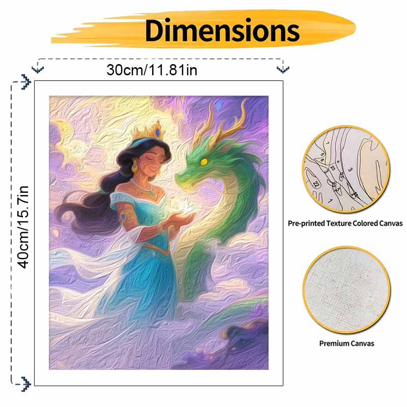 Disney Масляная живопись ручная роспись раскрашивание живопись ручной работы DIY домашний декор подарок принцесса и дракон фэнтези искусство