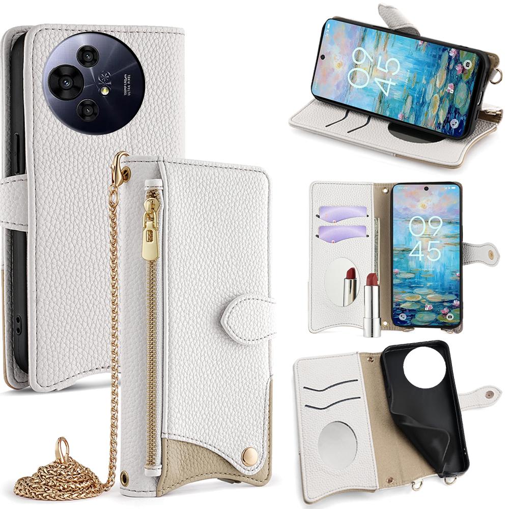 Wallet Case for TCL 50 NxtPaper 5G/50 Pro NxtPaper 5G Fishtail Design Leather Phone Cover with Mirror/Stand/Strap